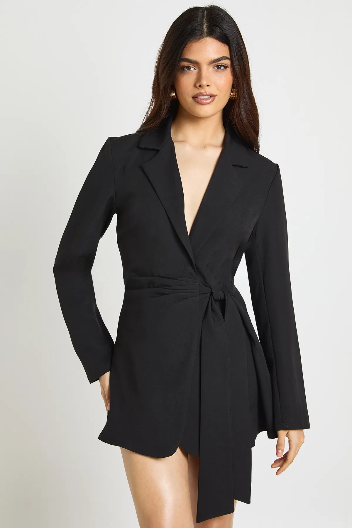 Wrap Drape Front Tailored Blazer Dress | boohoo (US & Canada)