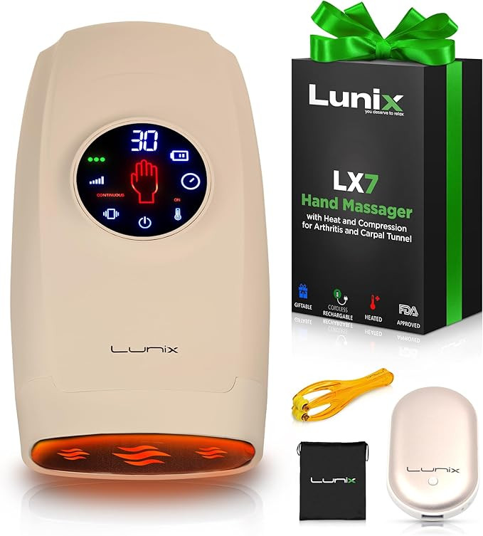 Lunix LX7 Touchscreen Electric Hand Massager with Compression and Heat, Pressure Point Therapy fo... | Amazon (US)