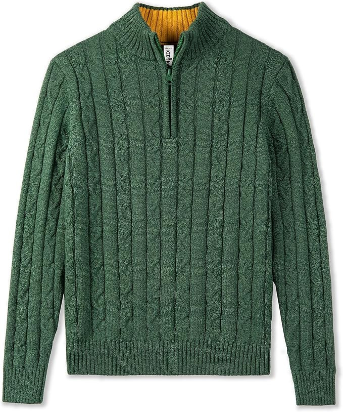 Kid Nation Boys Sweater 100% Cotton Quarter Zip Sweater Kids Cable Knit Casual Pullover (Previous... | Amazon (US)