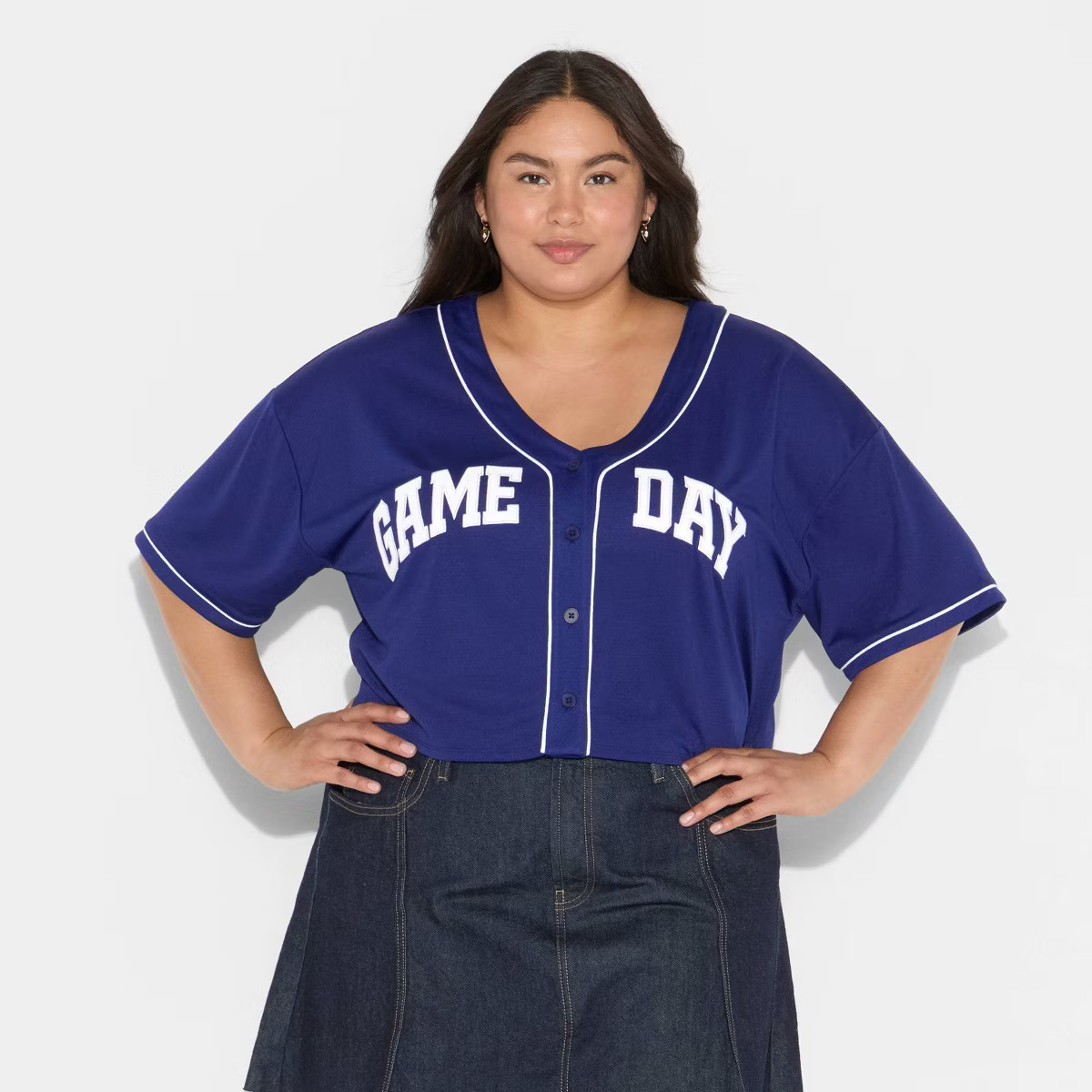 Women's Game Day Cropped Elbow Sleeve V-Neck Athletic Jersey - Wild Fable™ | Target