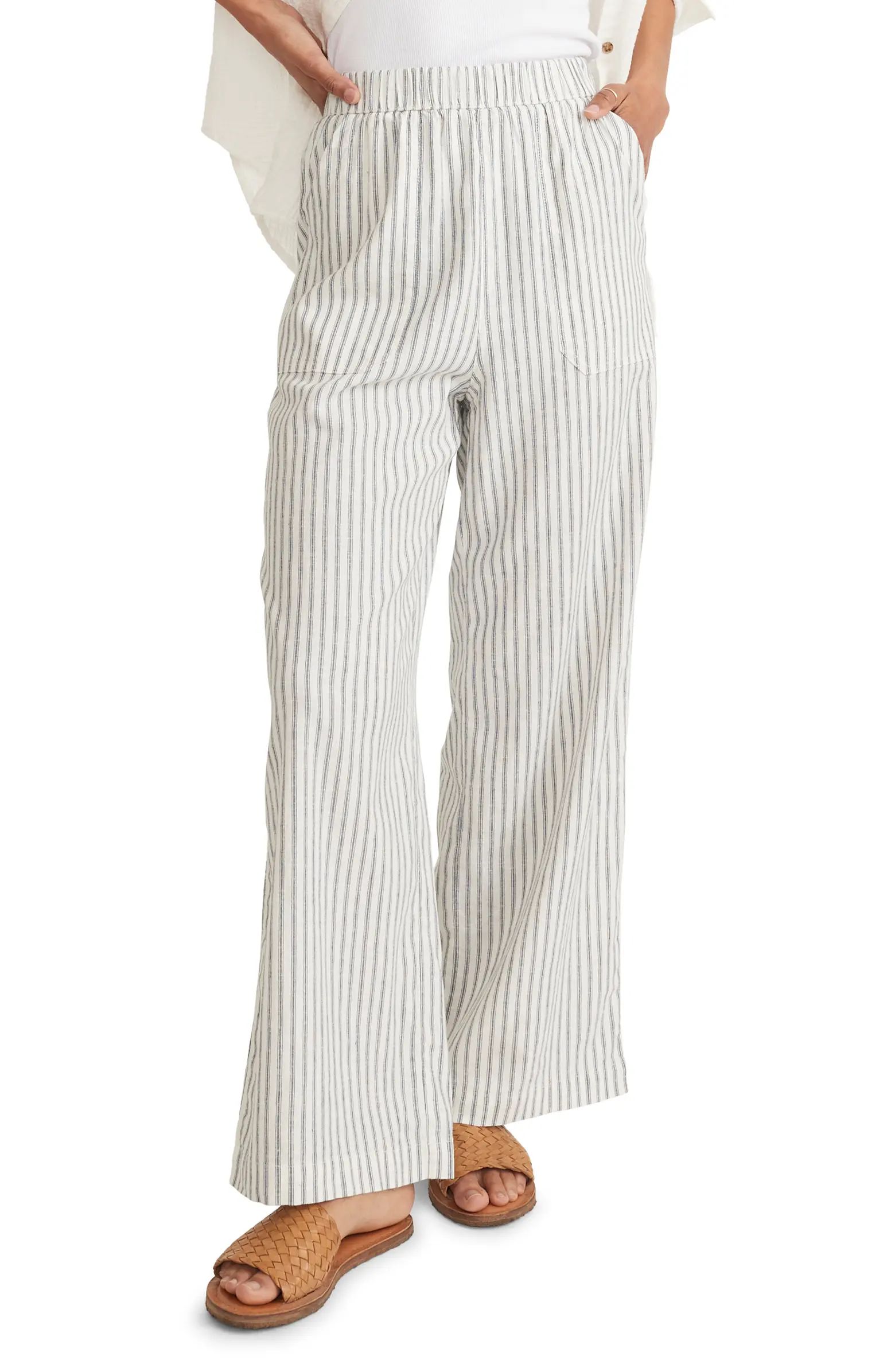 Martha Stripe Stretch Hemp Blend Wide Leg Beach Pants | Nordstrom