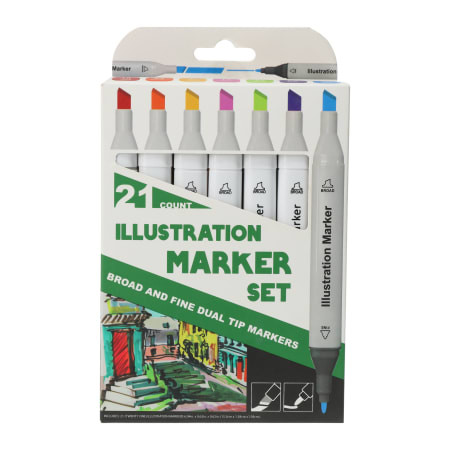 Double-Sided Illustration Markers 21-Pack | Five Below