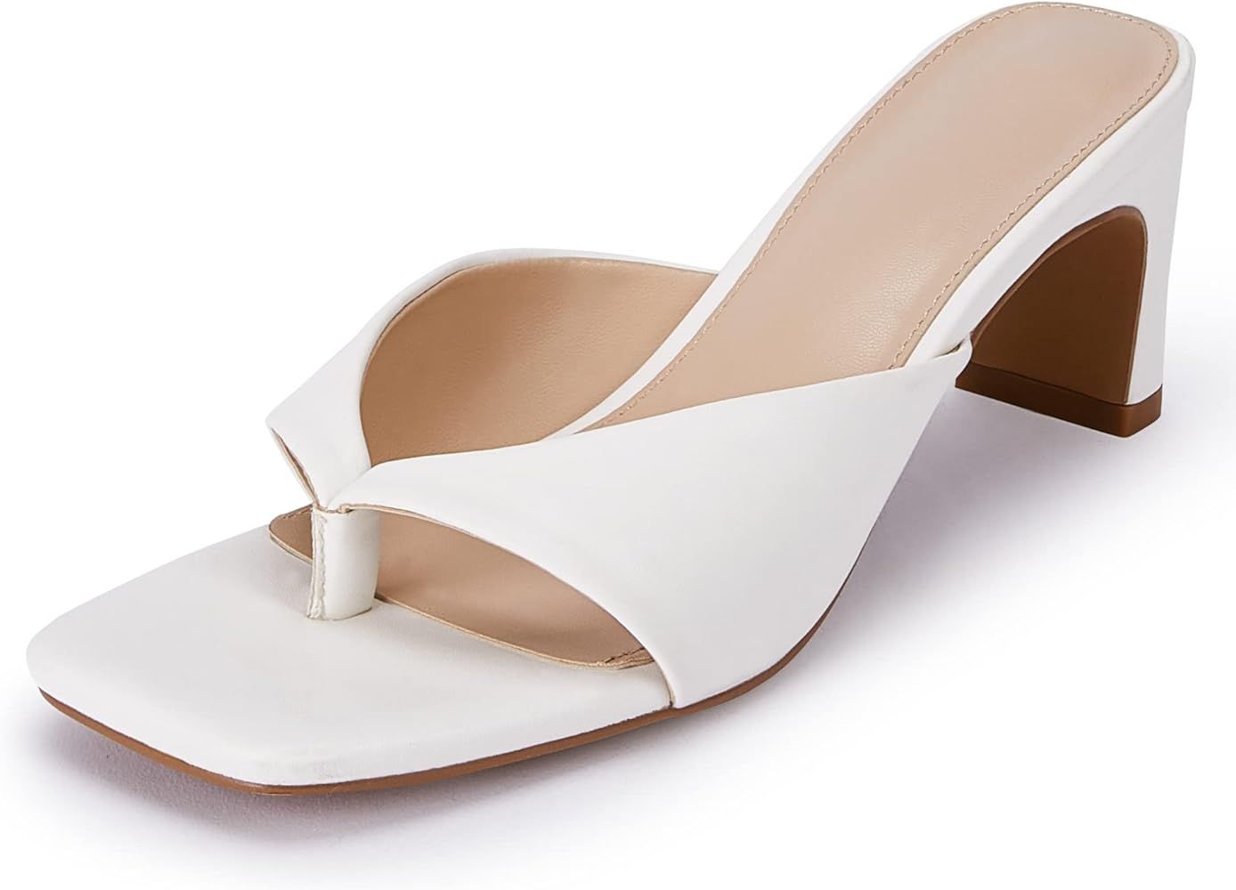 Coutgo Womens Square Open Toe Flip Flops Heeled Sandals Slip On Slides Backless Mules Summer Slip... | Amazon (US)