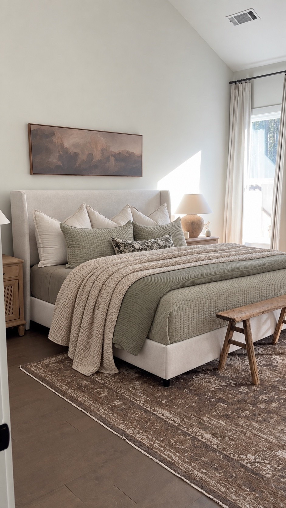 Cozy bedroom decor! Bedding, home decor, Tilly bed, quince bedding, bedroom inspiration, master bedroom ideas
