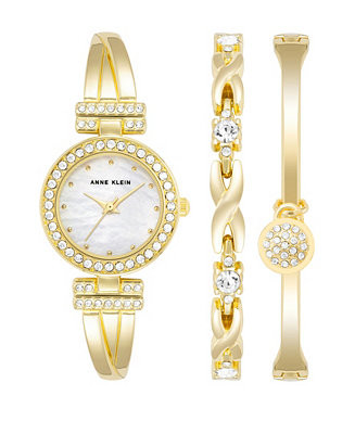 Women's Gold-Tone Alloy Bangle with Crystals Fashion Watch 24mm and Bracelet Set | Macy's Canada