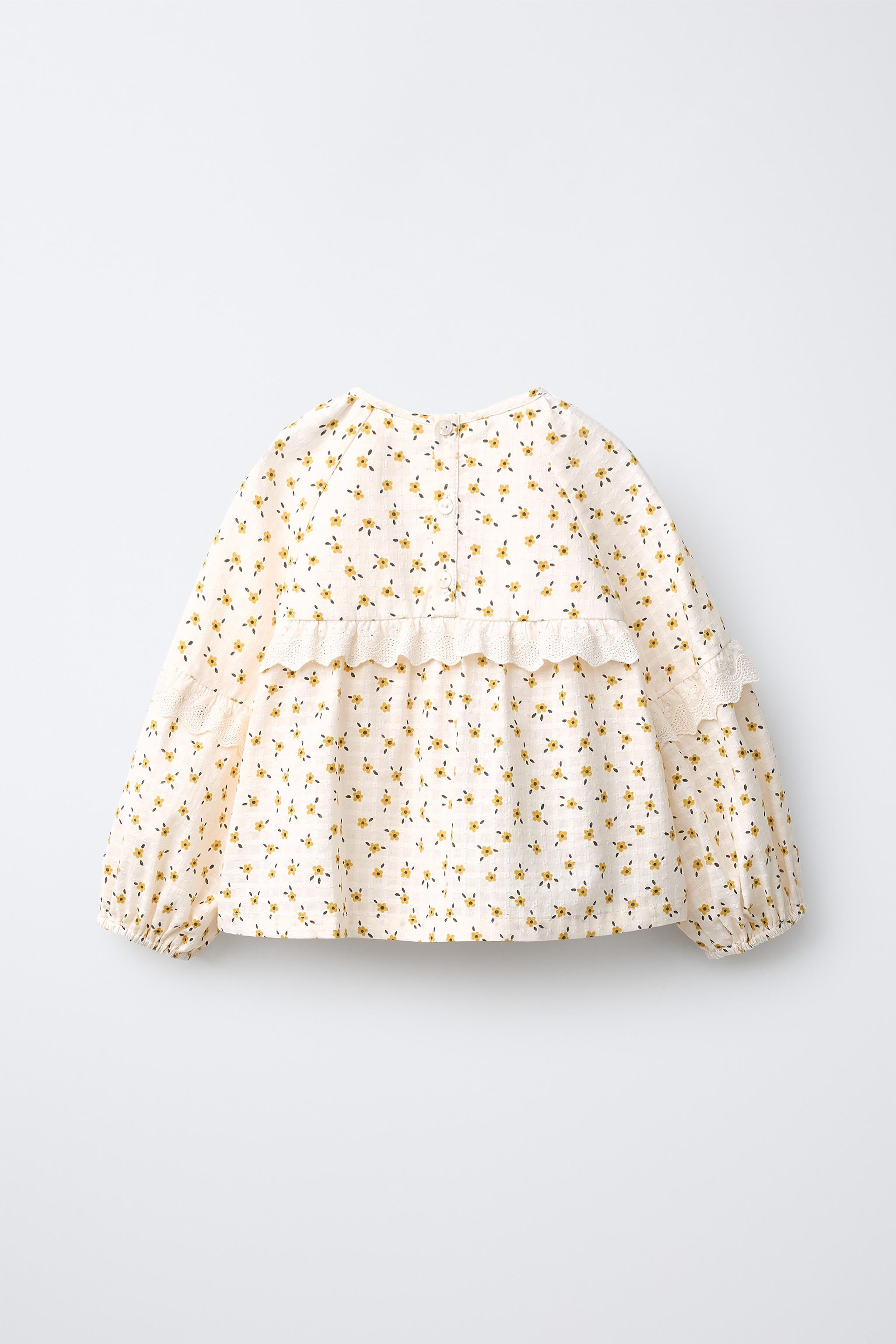 FLORAL LACE RUFFLE BLOUSE | Zara UK