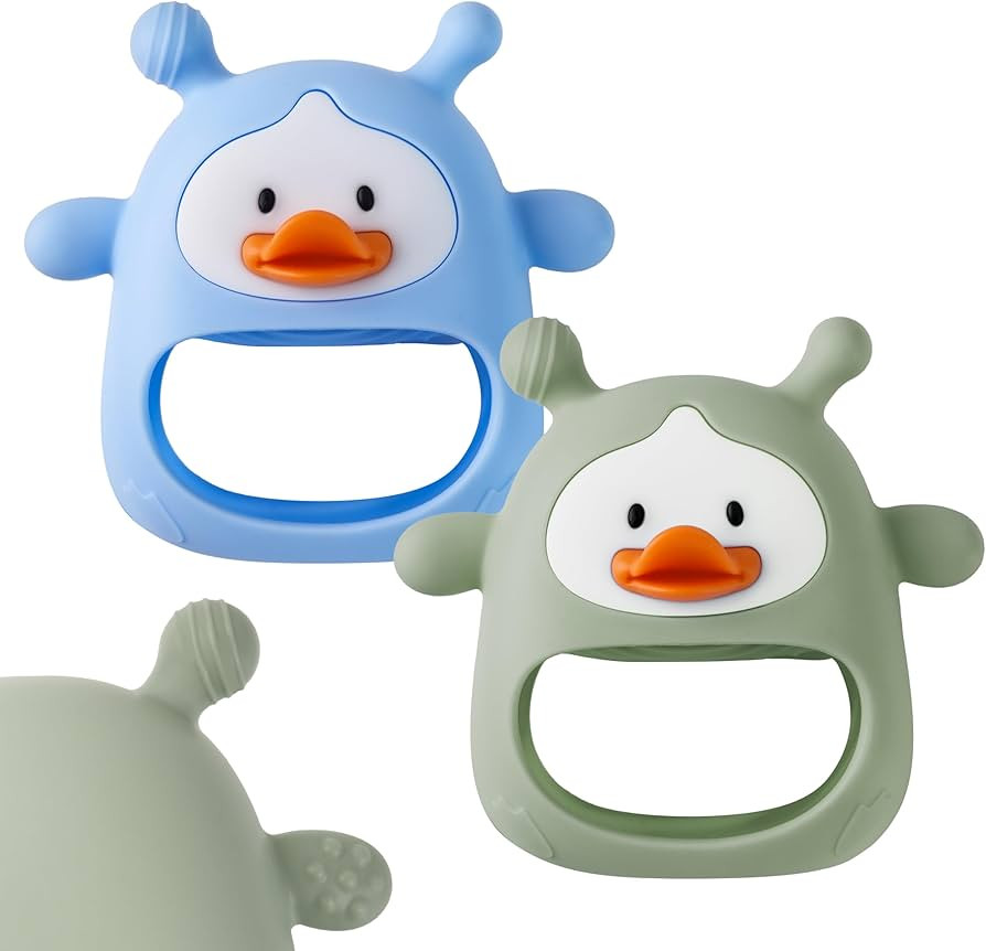 2 Packs Baby Teething Toys for 0-6 6-12 Months, Food Grade Silicone Teething Mitten, Anti Droppin... | Amazon (US)