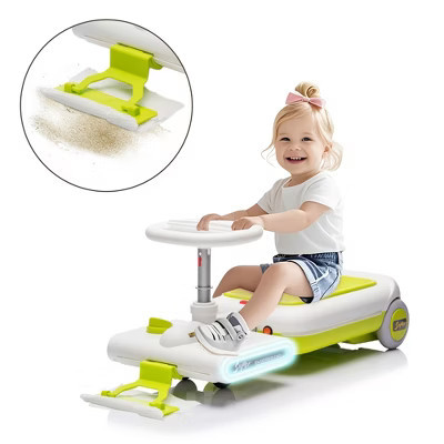 Lomsoe 12V Cleaning Go Kart For Kids,55W Motor,Front with mop for cleaning,Length can extended by 6cm,Built in music and lighting functions | Target