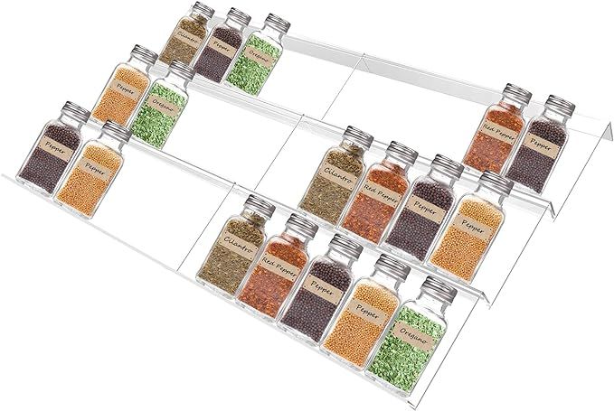 Acrylic Spice Rack Tray Drawer Organizer Clear Invisible Spice Rack Expandable Spice Drawer Organ... | Amazon (US)