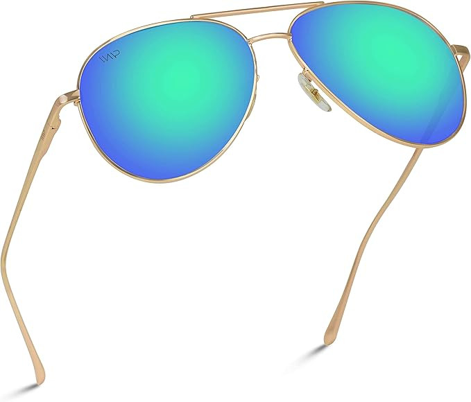 Aviator Full Silver Mirror Metal Frame Sunglasses | Amazon (US)