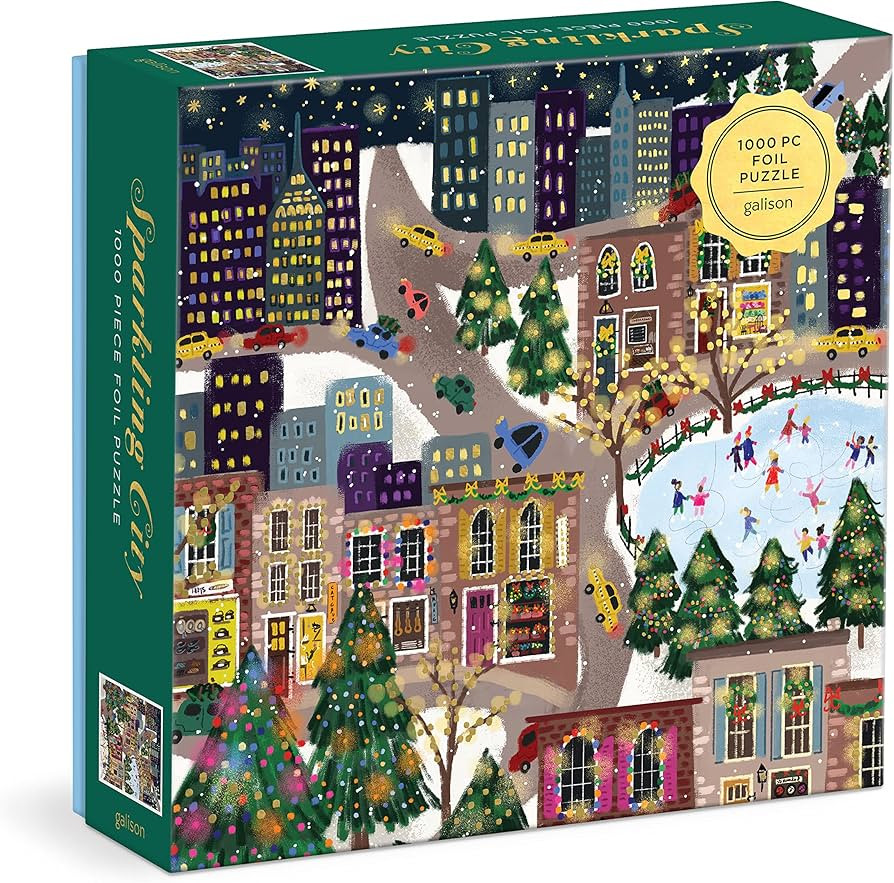 Galison Sparkling City – 1000 Piece Foil Puzzle with Illustrations of Colorful Merriments in Th... | Amazon (US)