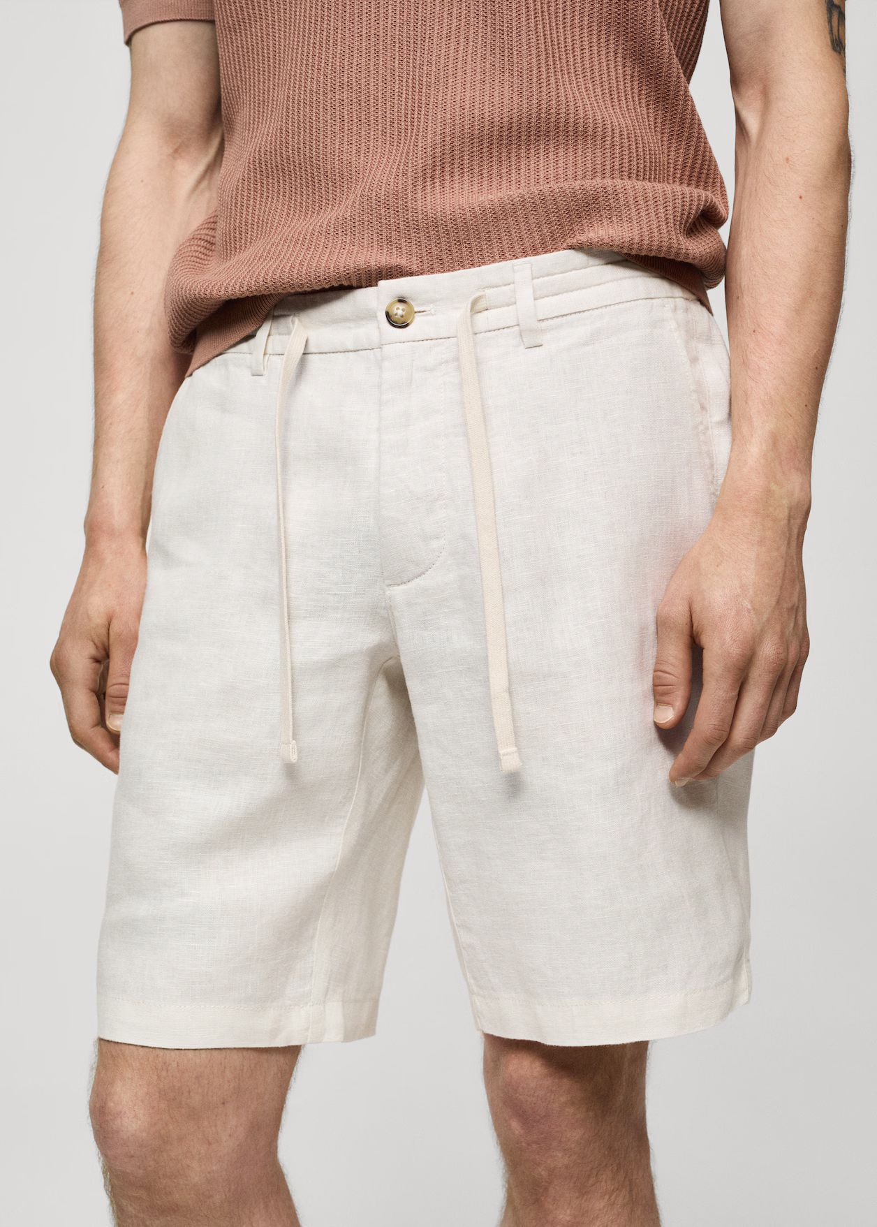 100% linen bermuda shorts with drawstring | MANGO (US)