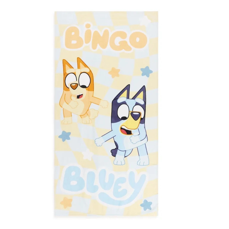 Bluey and Bingo Dance-A-Thon Kids Beach Towel, Cotton, Multicolor, BBC Studios, 28" x 58" | Walmart (US)