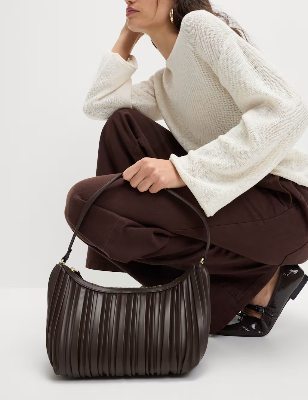 Faux Leather Pleated Shoulder Bag | Marks & Spencer (UK)