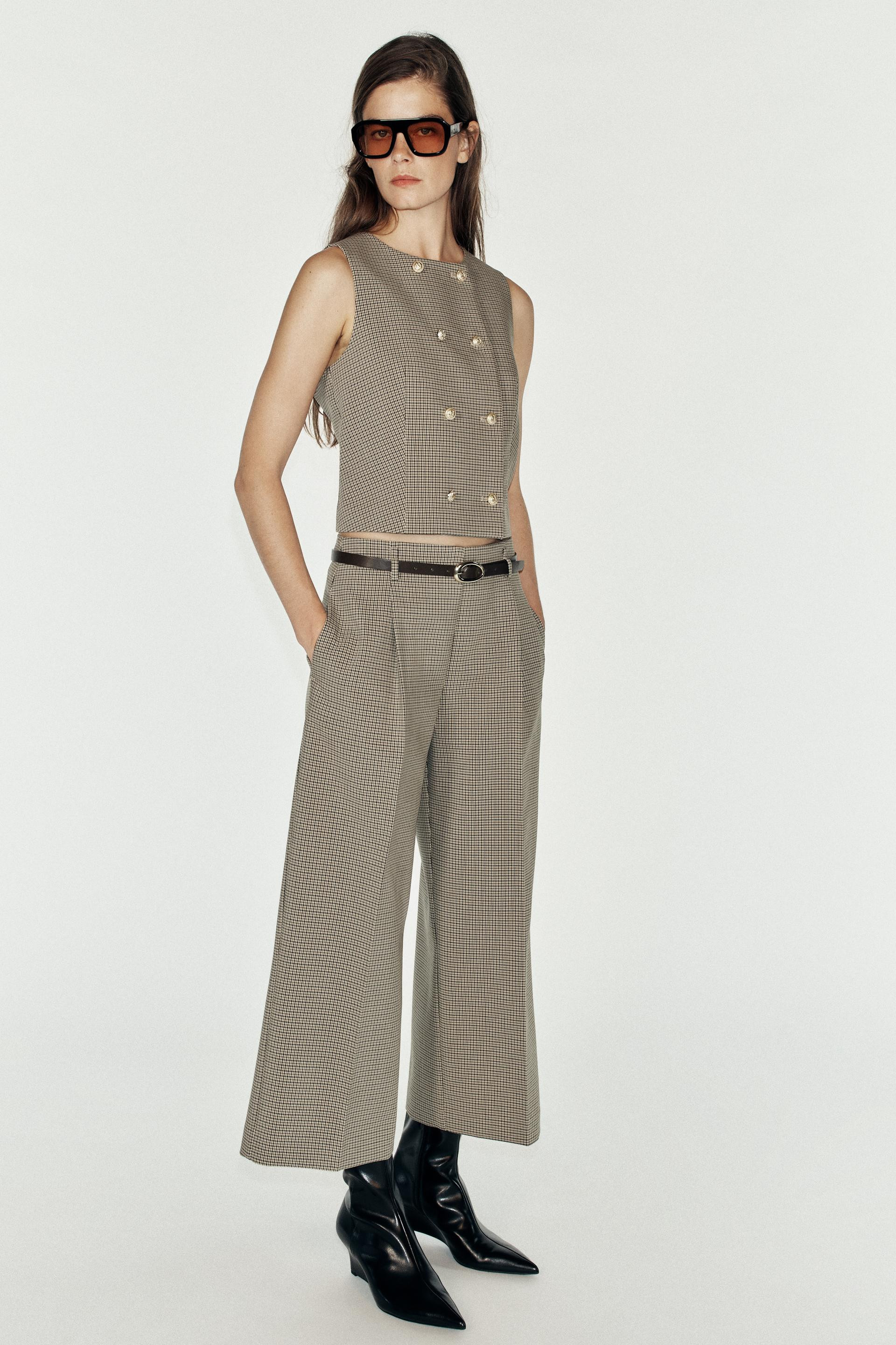 CHECKED CROPPED VEST | Zara US
