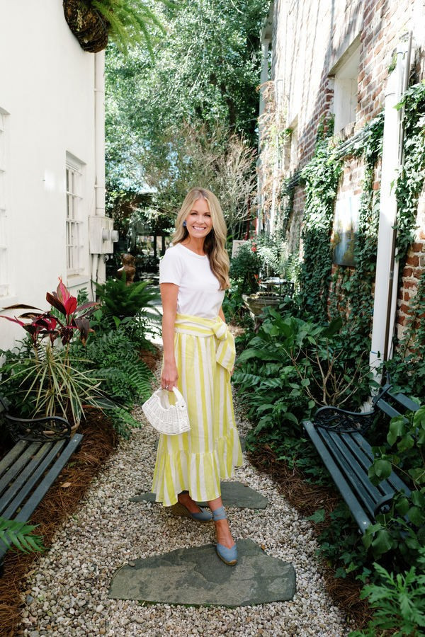 Yellow Cabana Stripe Hampton Wrap Skirt | Tuckernuck (US)