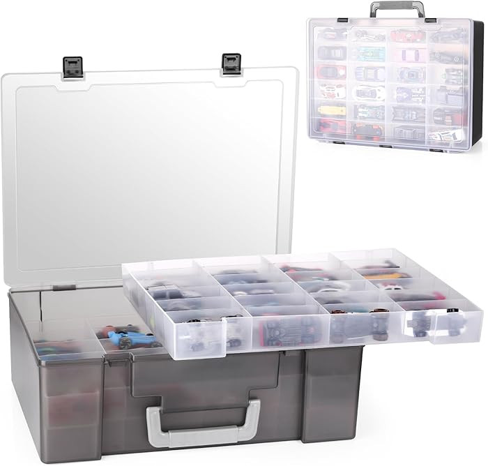 Toy Organizer.72 Compartments.Toy Storage Box Compatible With Hot wheels Cars, Matchbox Cars,Mini... | Amazon (US)