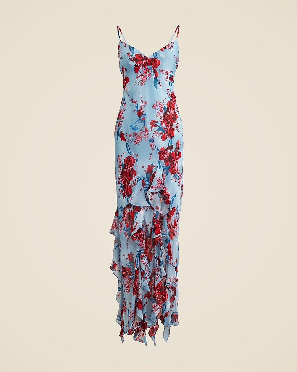 Ruffle slip dress in floral viscose chiffon | J. Crew US
