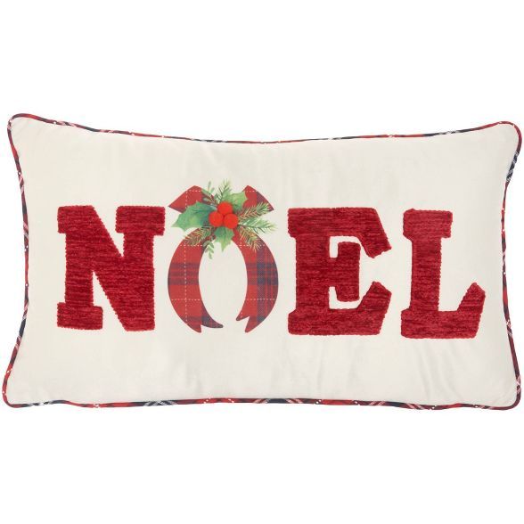 12"x22" Noel Christmas Chenille Throw Pillow Red - Mina Victory | Target