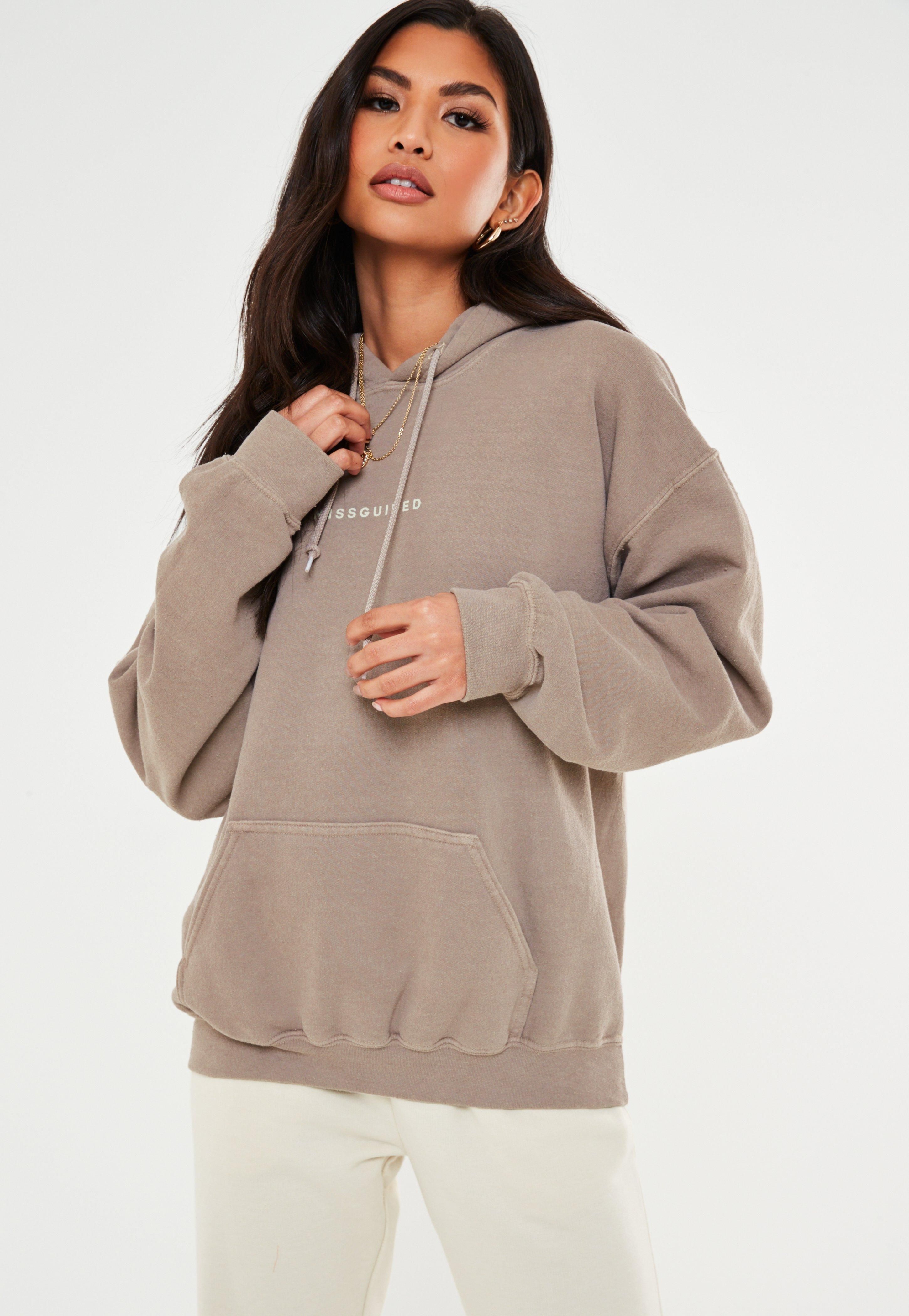 Camel Missguided Drawstring Washed Oversized Hoodie | Missguided (US & CA)