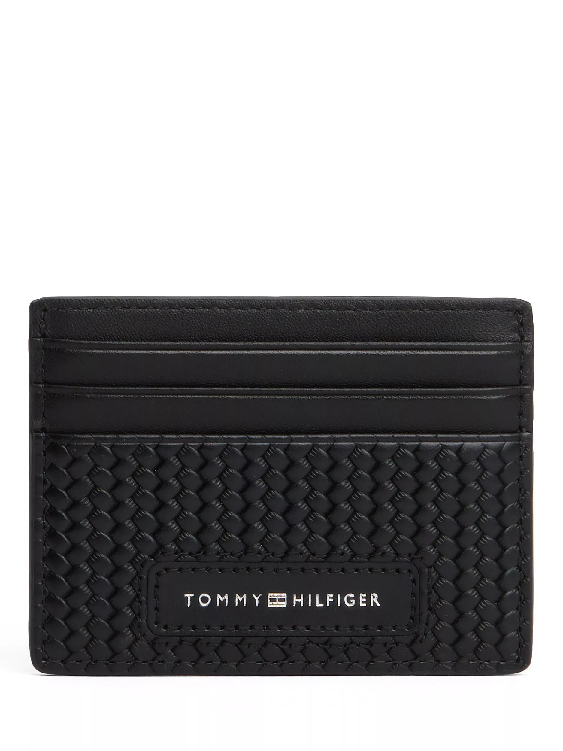 Tommy Hilfiger Woven Texture Leather Wallet, Black | John Lewis (UK)