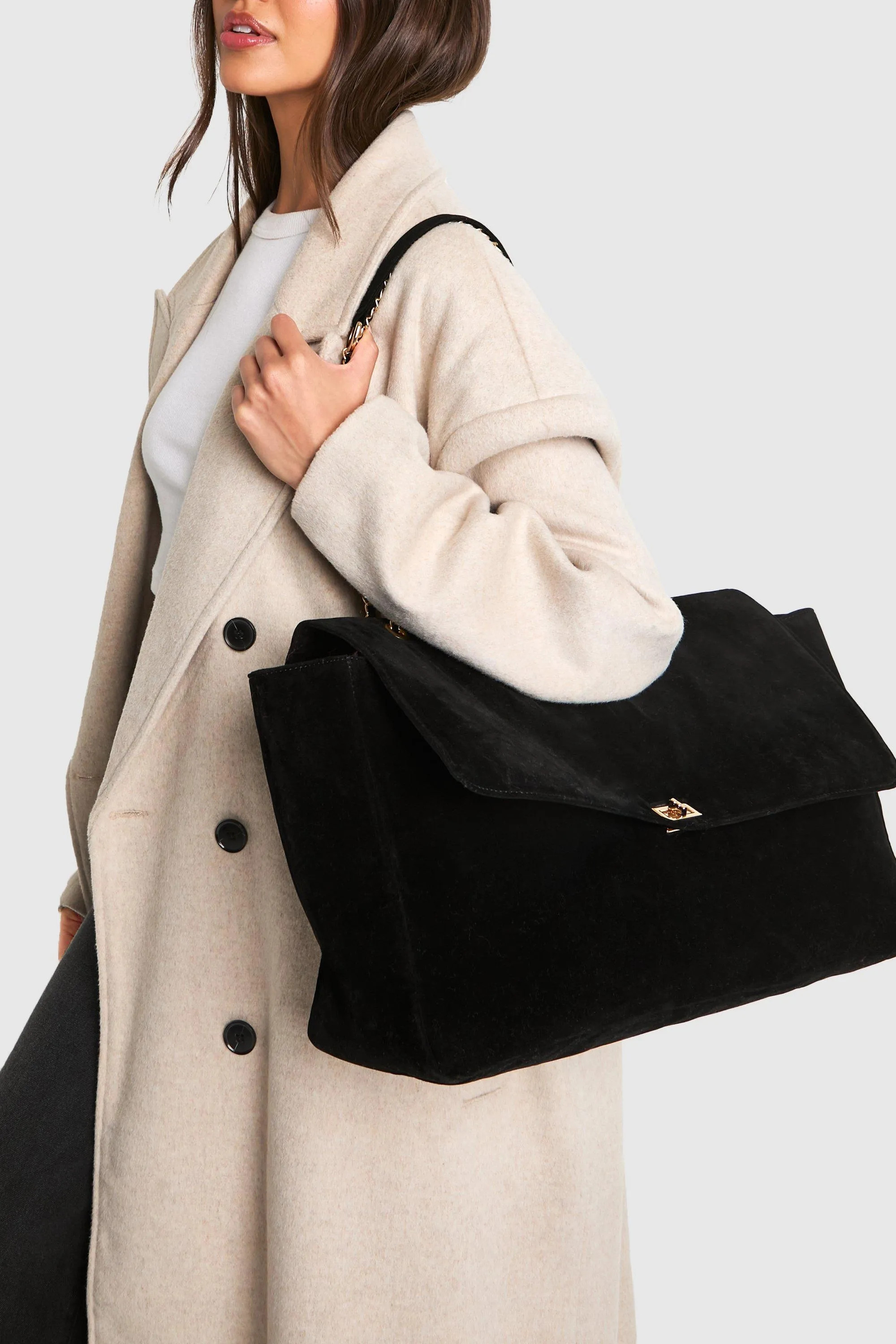 Faux Suede Oversized Shoulder Bag | boohoo (US & Canada)