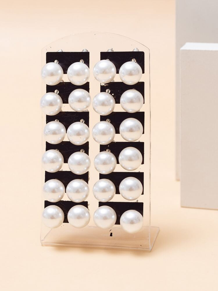 12pairs Faux Pearl Decor Stud Earrings | SHEIN