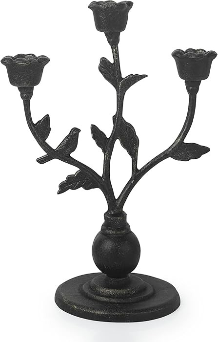 DreamsEden Rose Candle Holder 3 Arms Cast Iron Candelabra Vintage Flower Candlestick Holder Rusti... | Amazon (US)