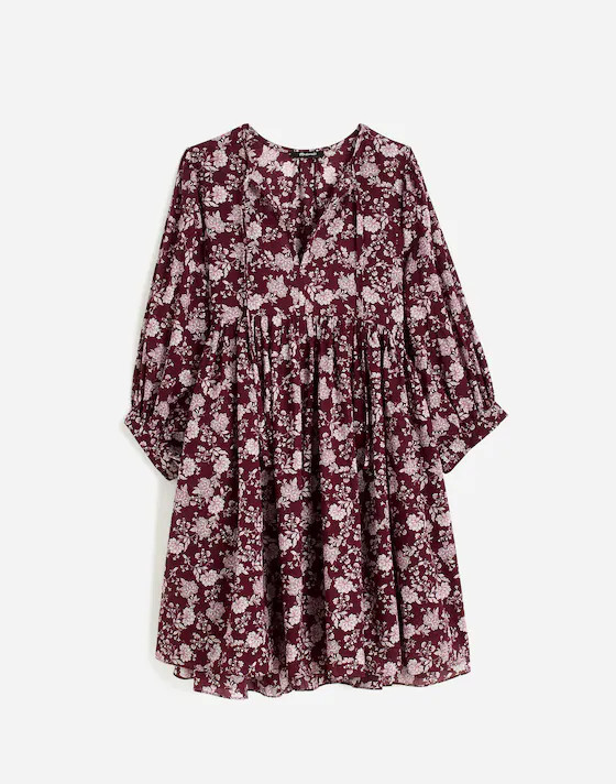 Splitneck Puff-Sleeve Dress in Floral | Madewell | Madewell