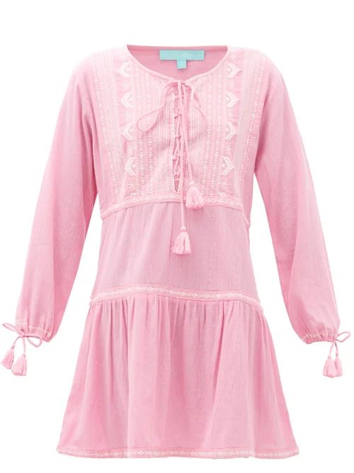 Melissa Odabash - Millie Lace-up Embroidered Cotton Kaftan - Womens - Pink | Matches (UK)