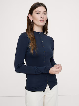 Luxe Wool-Blend Button-Front Shirt | Banana Republic (US)