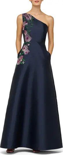 Kay Unger Giada Beaded One-Shoulder Gown | Nordstrom | Nordstrom