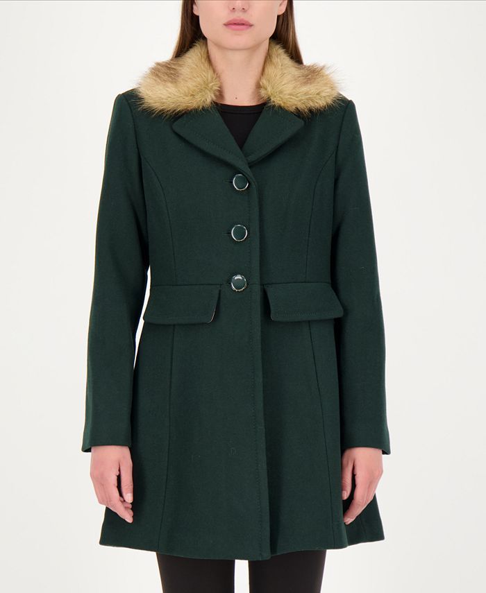 Faux-Fur Trim Walker Coat, Created for Macy's | Macys (US)