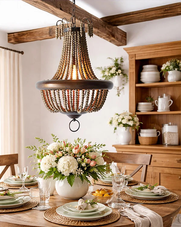 Wooden Bead Pendant Chandelier | Decor Steals