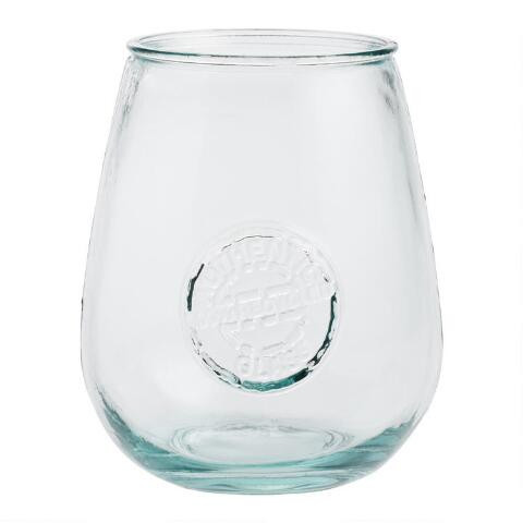 Spanish Recycled Stamped Stemless Wine Glass | World Market