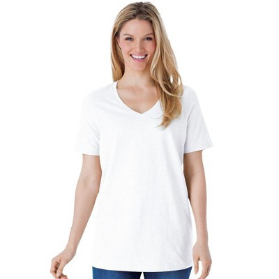 Woman Within Perfect Short-Sleeve V-Neck Tee - L, White | Target