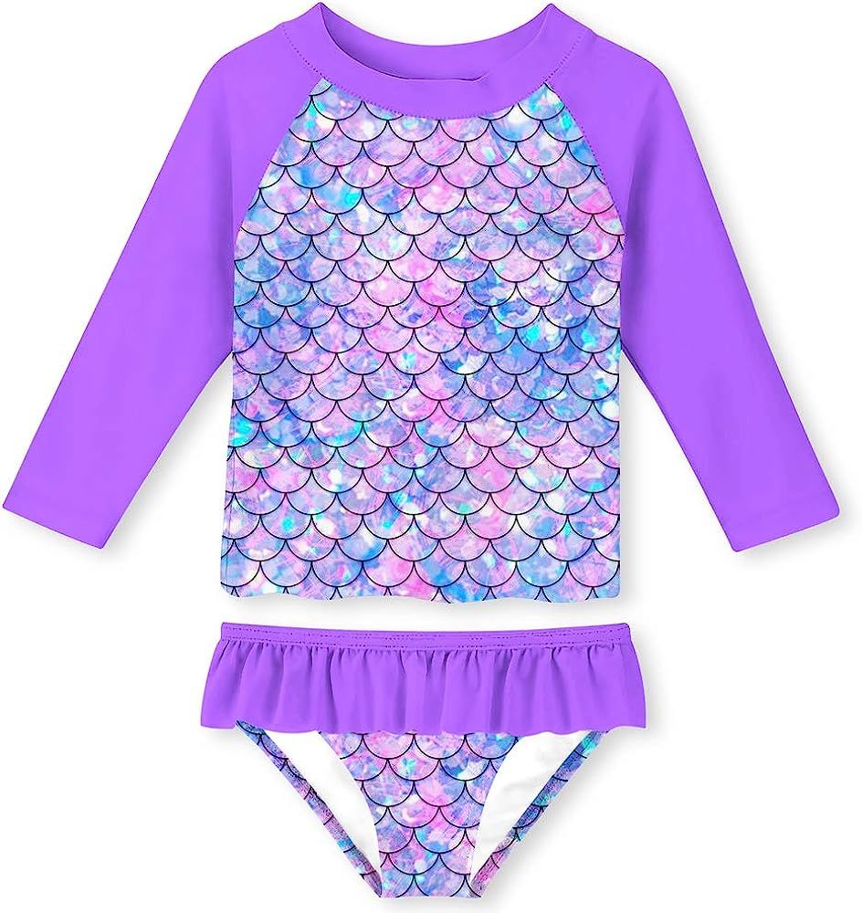 UNIFACO Toddler Girls Swimsuit Rashguard Set Summer Beach Breathable Tankini with UPF 50+ Sun Protec | Amazon (US)