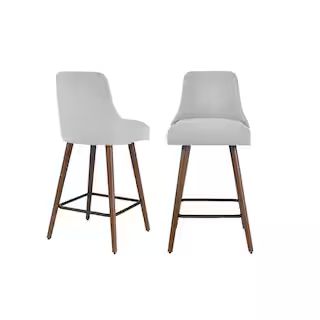 Benfield Sable Brown Wood Upholstered Bar Stool with Back and Stone Gray Seat (Set of 2) (19.68 i... | The Home Depot