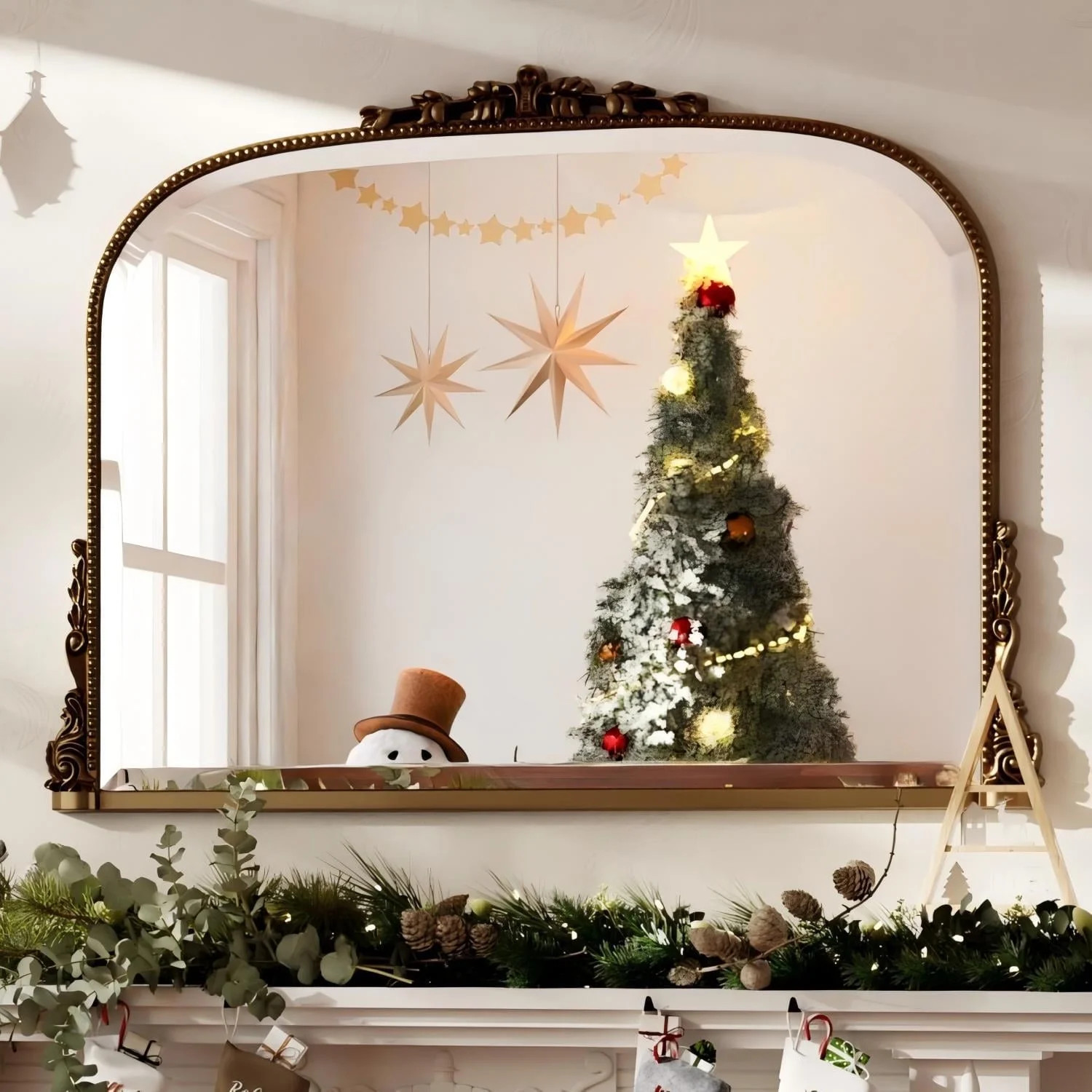 BEAUTYPEAK 36"x 27" Arched Vanity Mirror Vintage Decor Mirror Wall Mounted, Antique Bronze | Walmart (US)