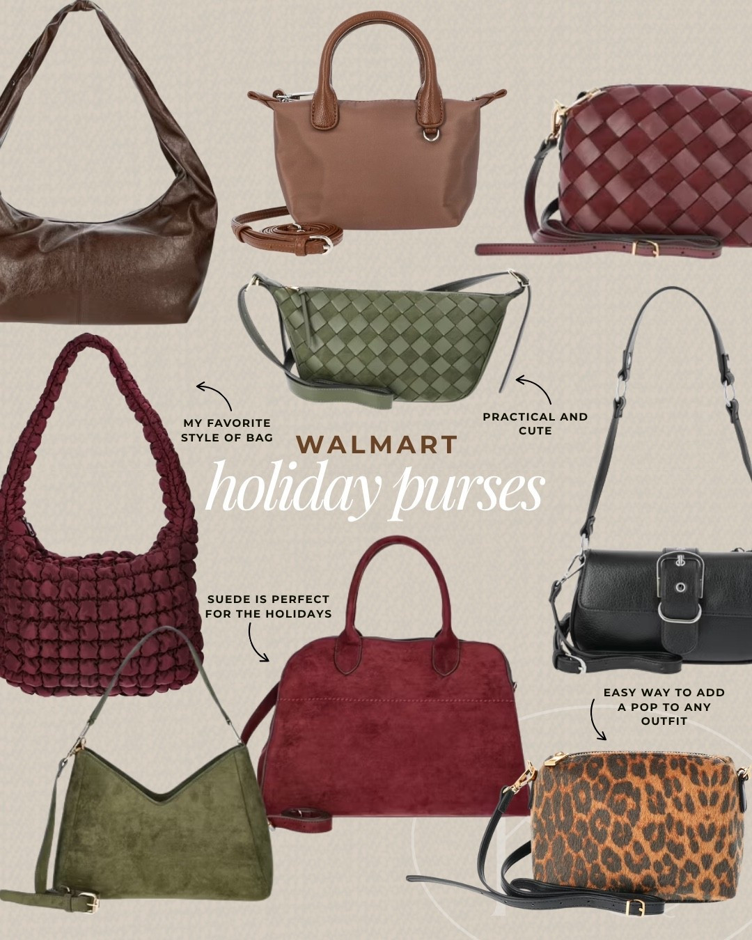 These red, green and neutral purses are perfect for the holiday season. These are perfect for making a statement  

#LTKFindsUnder100 #LTKPlusSize #LTKHoliday