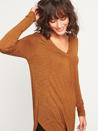 Luxe Slub-Knit Long-Sleeve Tunic Tee for Women | Old Navy (CA)