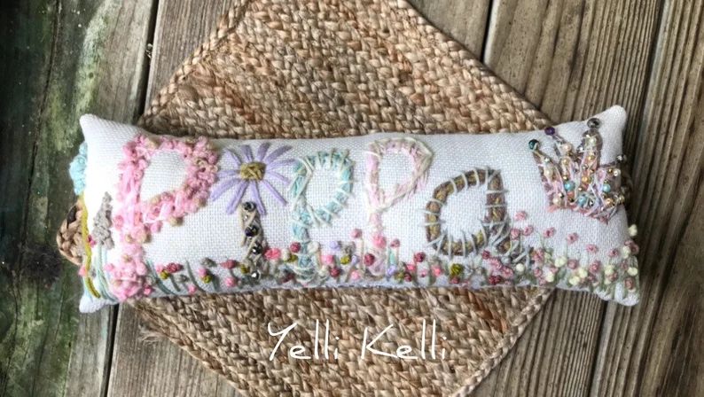 Freehand Embroidered Bohemian Letters Name Pillow Personalized Custom Made up to FIVE Letters Yel... | Etsy (US)