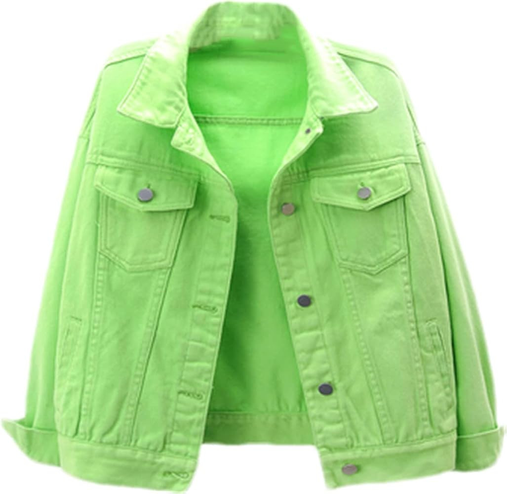 Women Long-Sleeve Denim Jacket Loose Short Jeans Coat | Amazon (US)