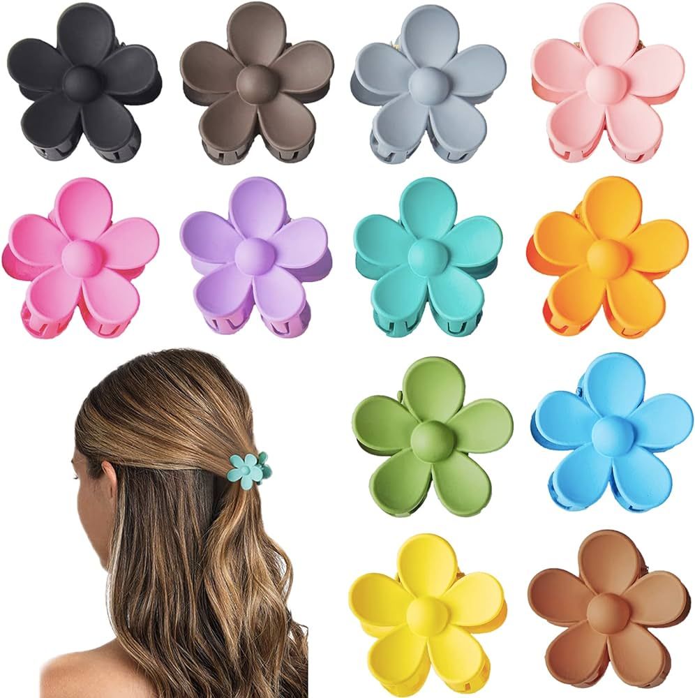 YosaiHom 12 Pack Small Flower Hair Claw Clips for Kids Girls, Tiny Hair Clips for Thin Thick Hair... | Amazon (US)