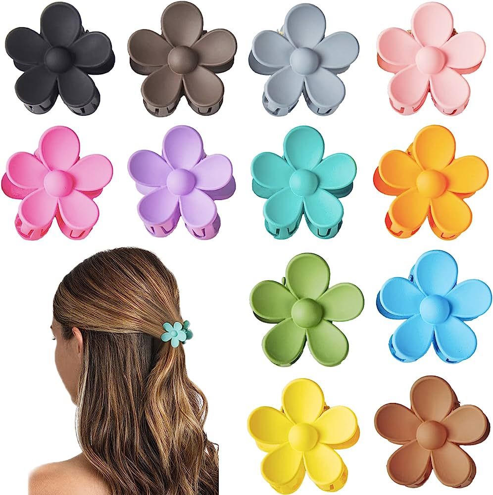 12 Pack Small Flower Hair Claw Clips for Kids Girls, Tiny Hair Clips for Thin Thick Hair,1.37 Inc... | Amazon (US)