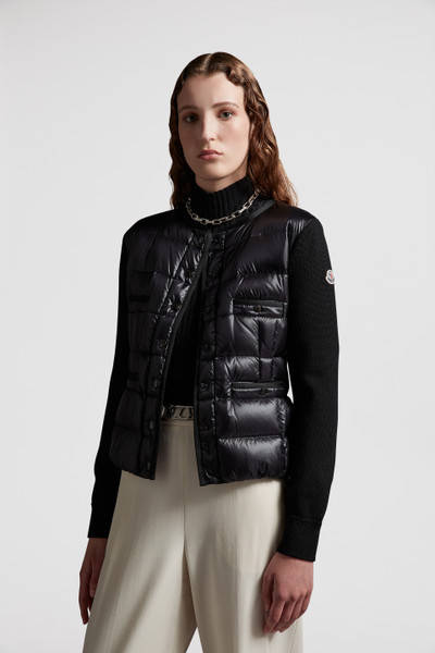 Black Padded Wool Cardigan - Sweaters & Cardigans for Women | Moncler US | Moncler