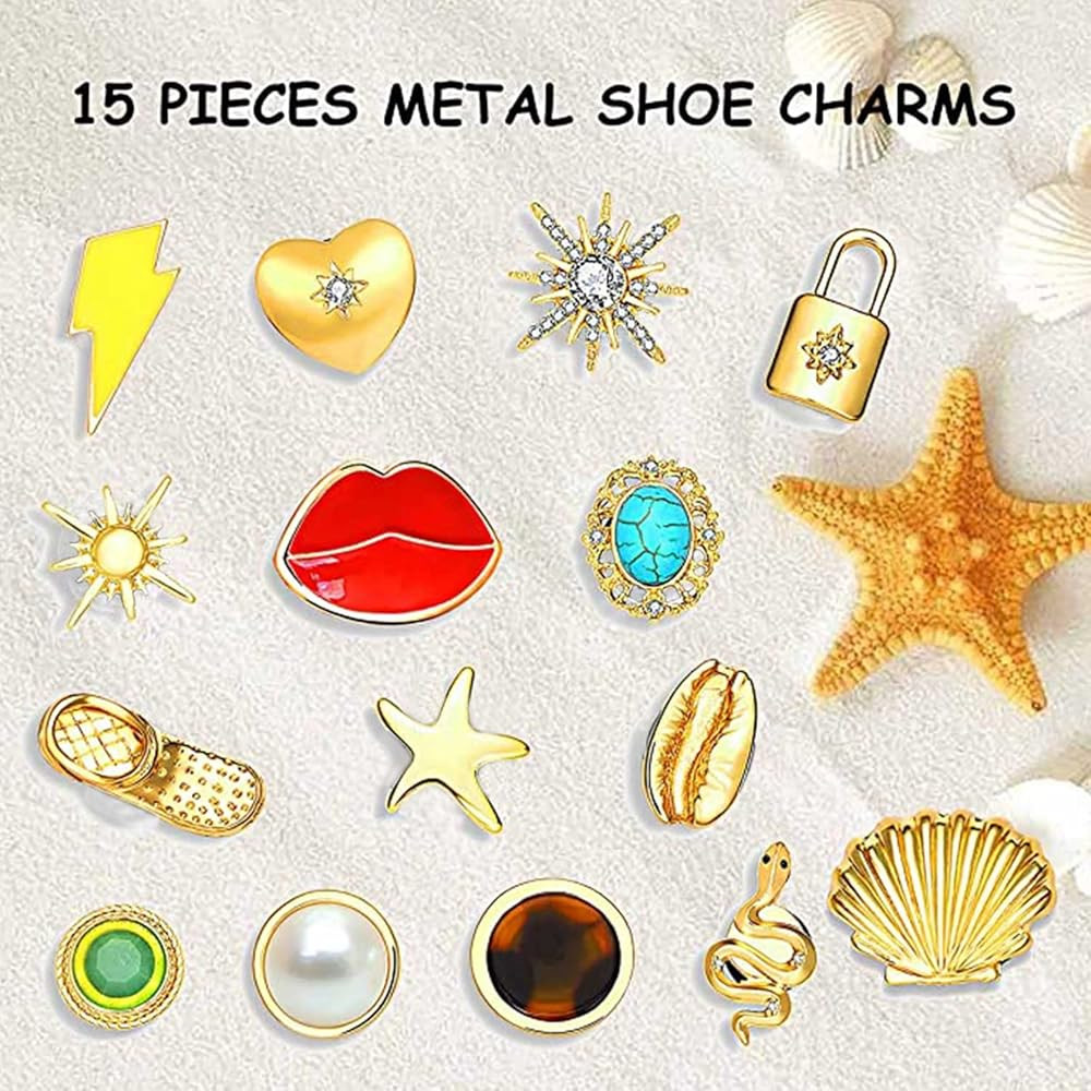 Shoe Charms, Rhinestone Crystal Shoe Charm Fits for Clog Sandals Enamel Metal Shell Heart Shoe De... | Amazon (US)