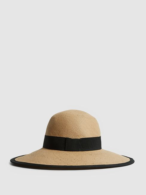 Reiss Natural Nina Raffia Woven Wide Brim Hat | Reiss UK