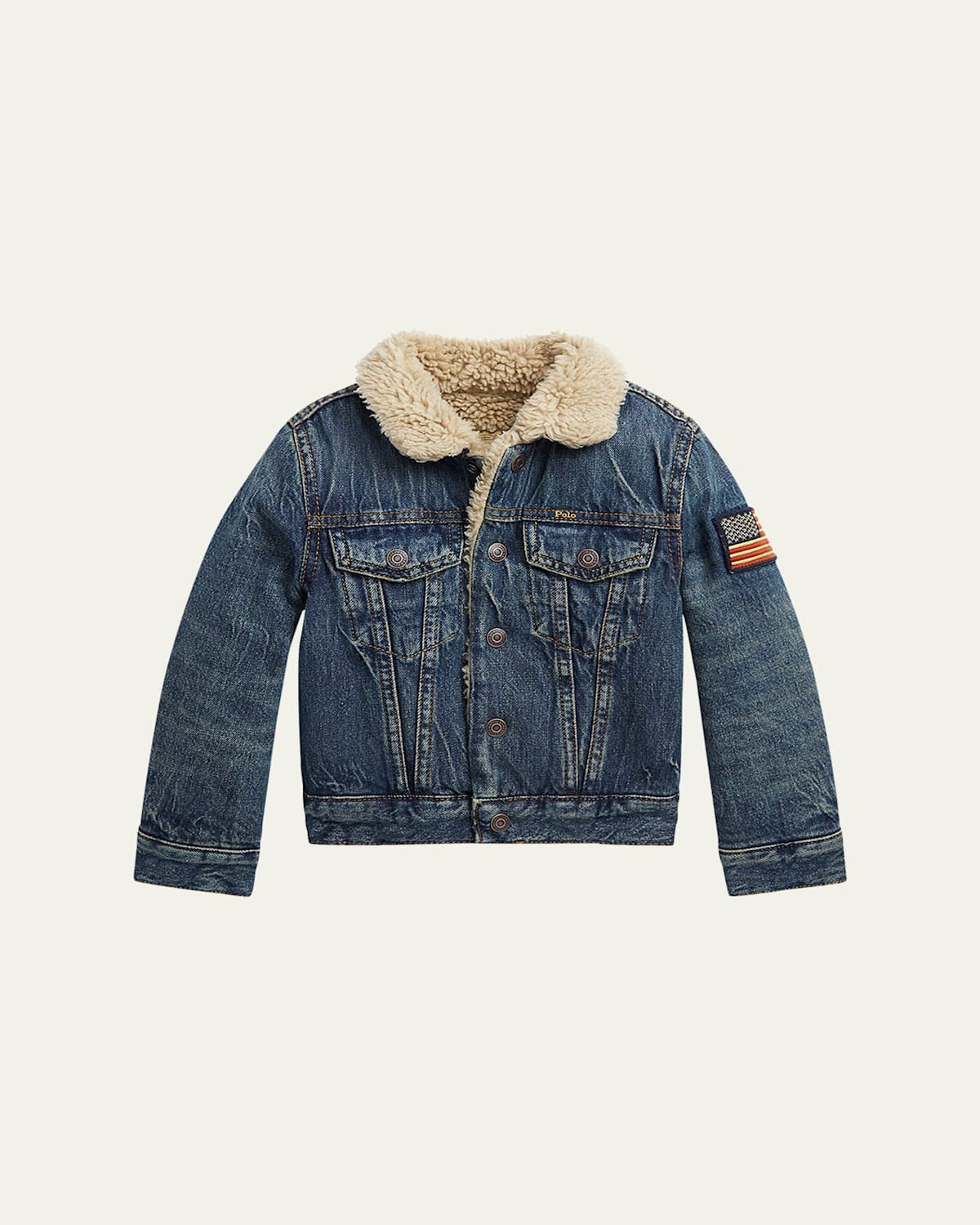 Boy's Denim Sherpa Outerwear Trucker Jacket, Size 2-7 | Bergdorf Goodman