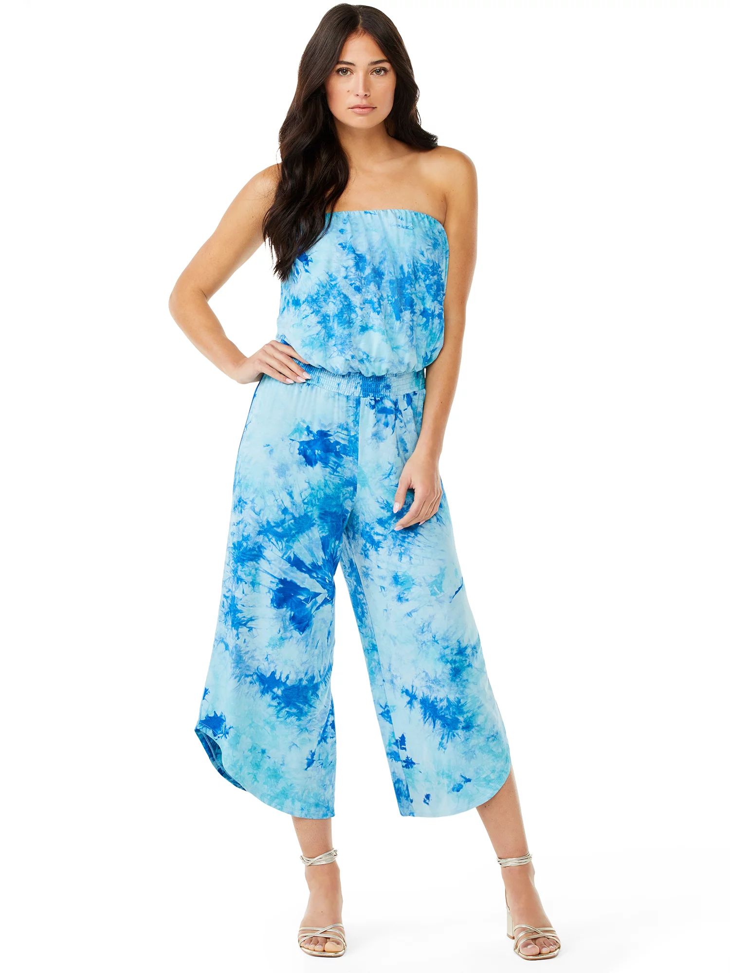 Sofia Jeans by Sofia Vergara Women's Strapless Jumpsuit with Asymmetrical Hem - Walmart.com | Walmart (US)